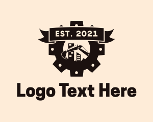 Excavation - Industrial Gear Excavator Badge logo design