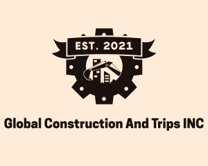 Excavation - Industrial Gear Excavator Badge logo design