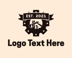 Infrastructure - Industrial Gear Excavator Badge logo design
