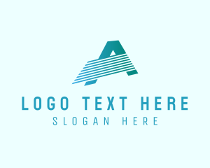 Typography - Blue Line Motion Letter A logo design