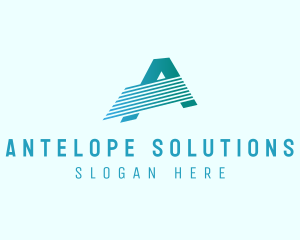 Blue Line Motion Letter A logo design