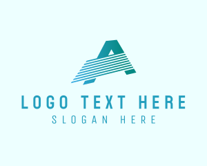 Technology - Blue Line Motion Letter A logo design