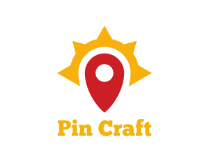 Pin - Sun Location Pin logo design