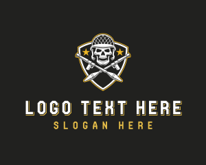 Rocket Launcher - Skull Bazooka Army logo design