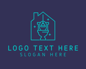 Teal - Toilet Plunger Housekeeping logo design