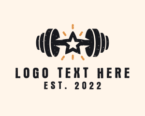 Muscle-training - Star Fitness Barbell logo design