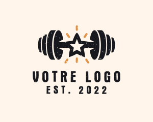 Grunge - Star Fitness Barbell logo design