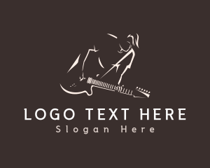 Recording - Rocking Guitar Musician logo design