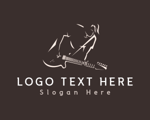 Instrument - Rocking Guitar Musician logo design