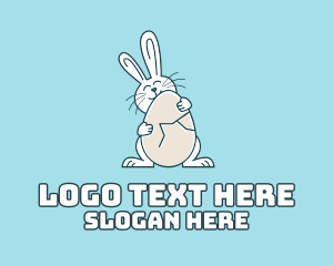 Hare - Egg Hug Easter Bunny logo design