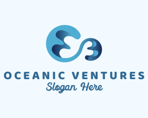 Ocean Aquatic Wave logo design