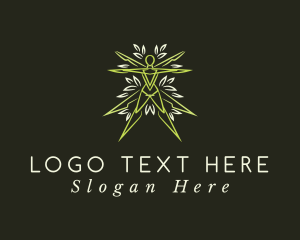 Natural Therapy - Green Leaf Human logo design