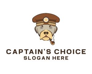 Captain - Dog Captain Smoking logo design