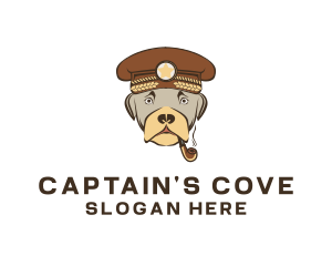 Captain - Dog Captain Smoking logo design