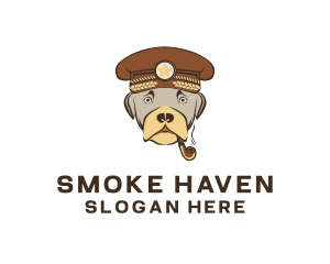 Dog Captain Smoking logo design