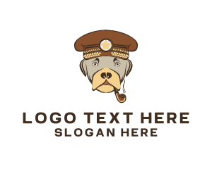 Mascot - Dog Captain Smoking logo design