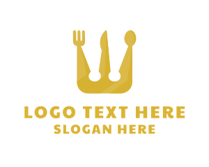 Eat - Royal Crown Spoon & Fork logo design