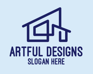 Blue Minimalist Home  logo design