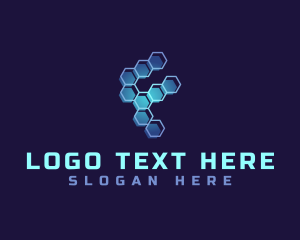 High Tech - Tech Honeycomb Letter F logo design