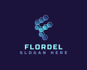 Tech Honeycomb Letter F logo design