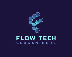 Tech Honeycomb Letter F logo design