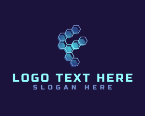 Sci Fi - Tech Honeycomb Letter F logo design