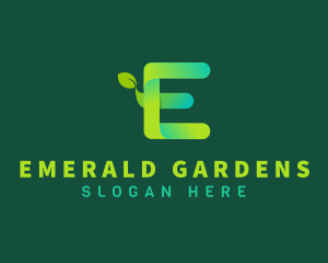 Organic Plant Letter E logo design