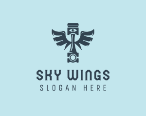 Winged Piston Eye logo design