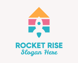 Launchpad - Multicolor House Rocket logo design