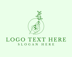 Green - Elegant Hand Plant logo design
