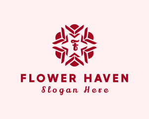 Flower Embroidery Wreath Garland logo design