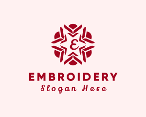 Flower Embroidery Wreath Garland logo design