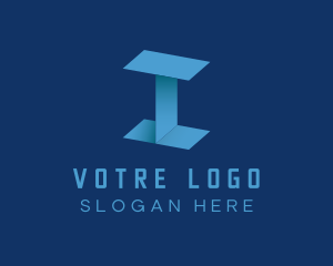 Blue - Modern Tech Letter I logo design