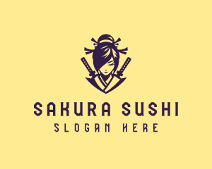 Japanese Woman Samurai logo design