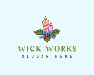 Wick - Candle Ribbon Ornament logo design