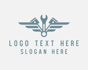 Car - Piston Wrench Wings logo design