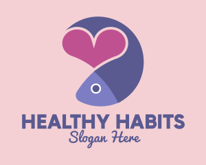 Violet Fish Heart logo design