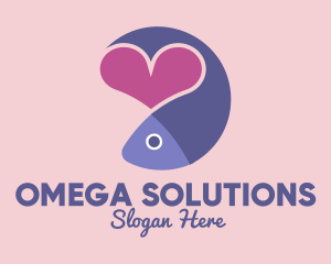 Omega - Violet Fish Heart logo design