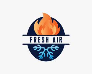 Fire Snowflake HVAC logo design