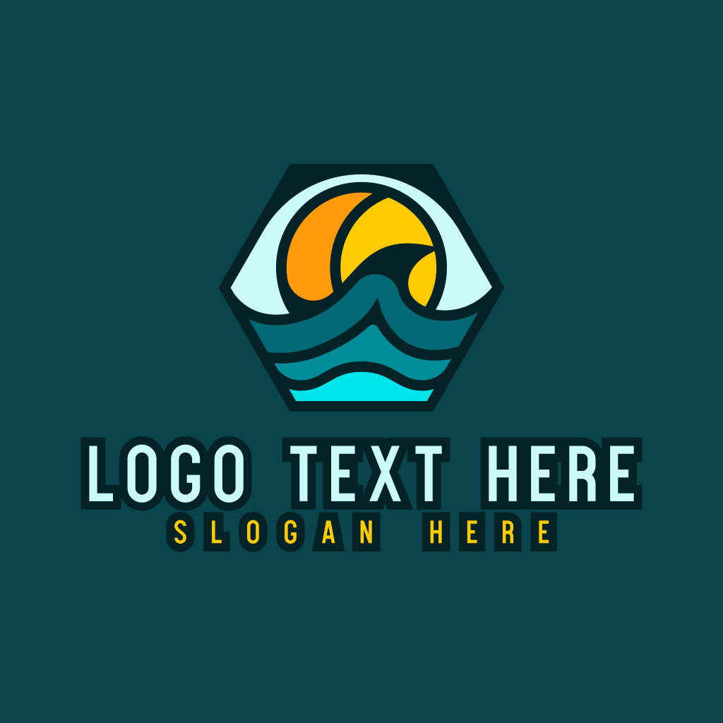 Hexagon Surfing Beach Wave Logo | BrandCrowd Logo Maker