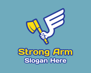 Arm - Flying Arm Axe logo design