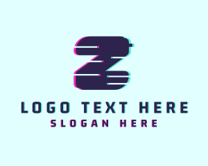 Gamer - Digital Glitch Letter Z logo design