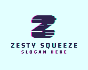 Digital Glitch Letter Z logo design