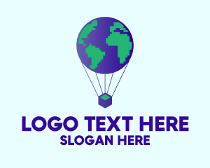 World - Globe Air Balloon logo design
