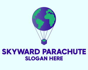 Parachute - Globe Air Balloon logo design
