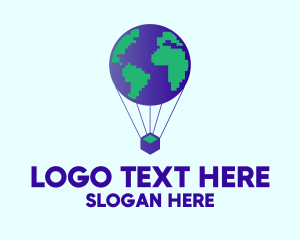 Earth - Globe Air Balloon logo design