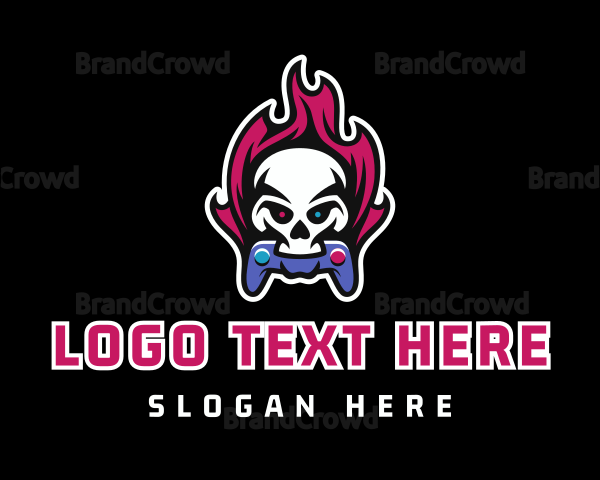 Skull Mascot Gaming Controller Logo