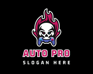 Flaming - Skull Mascot Gaming Controller logo design