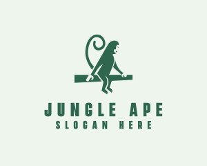 Sitting Jungle Monkey logo design