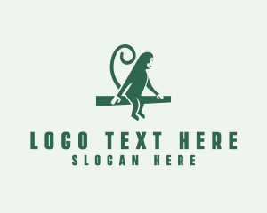 Green - Sitting Jungle Monkey logo design